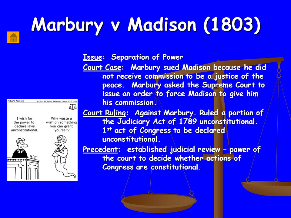 What was the impact on the united states after the decision of the Marbury VS. Madison case?